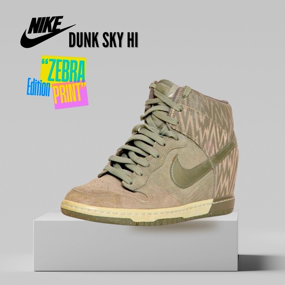 Nike Dunk Sky Hi Lace Up High Top Wedge Sneakers in “Zebra Print” (2013) - Picture 1 of 15